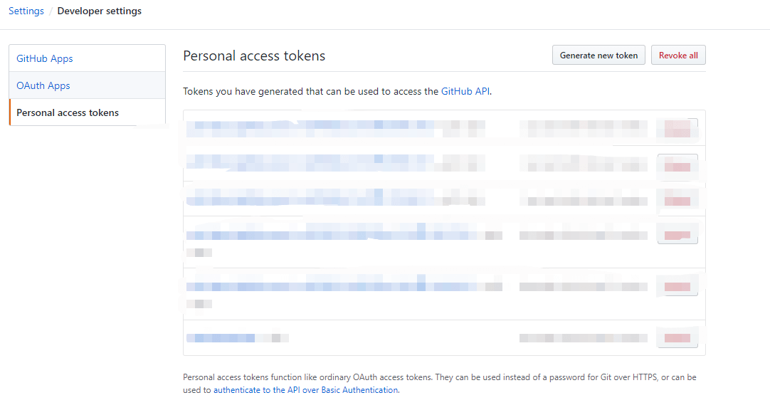 Personal access tokens